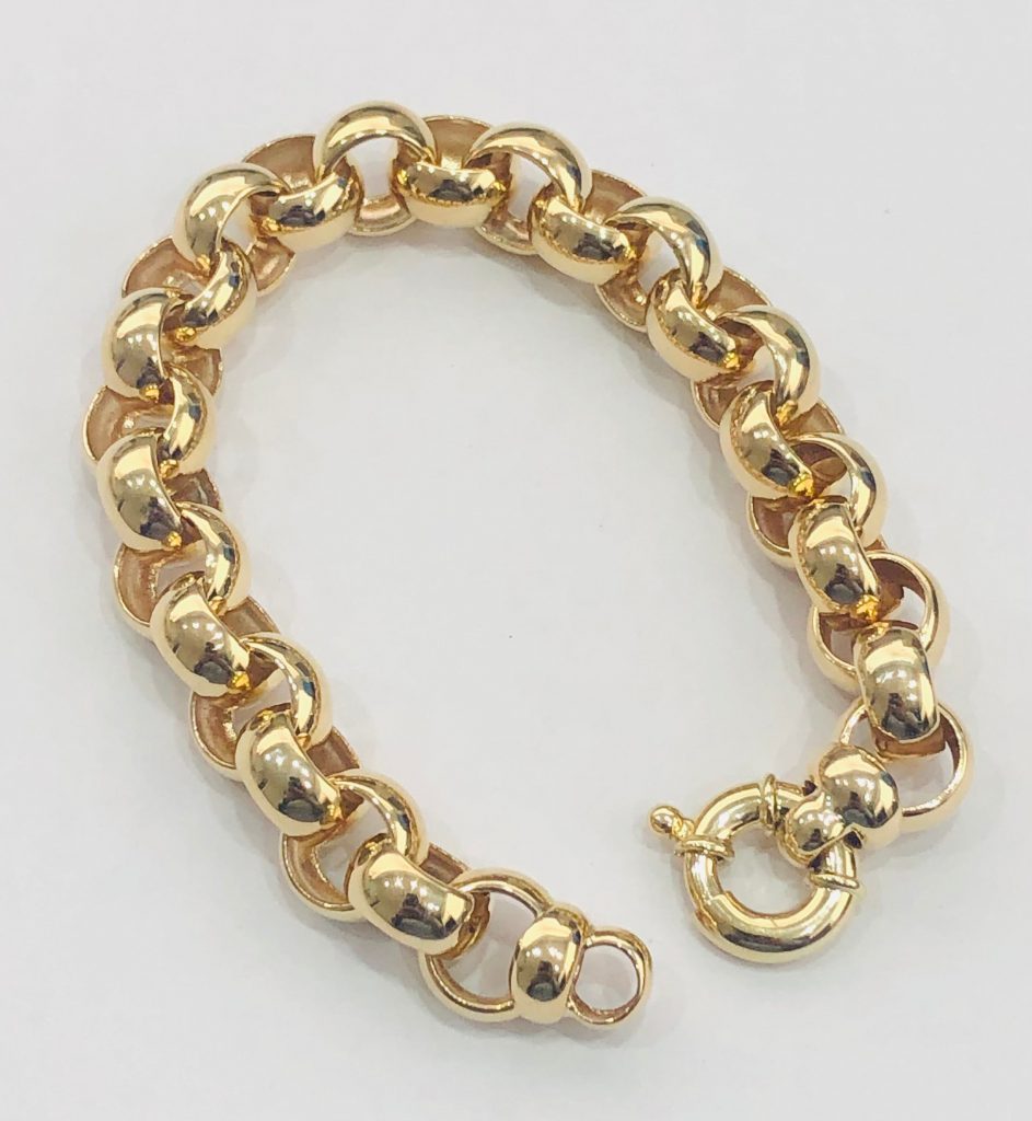 9CT 21CM LARGE BELCHER BRACELET WITH BOLT RING CATCH - Stonex Jewellers