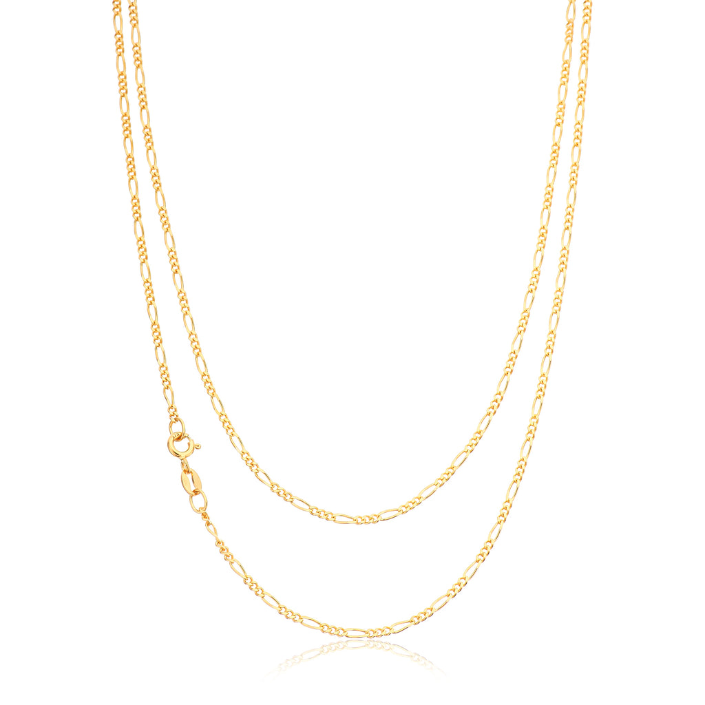 9ct Yellow Gold Diamond Cut Figaro Chain - FD50 1/3 Gauge