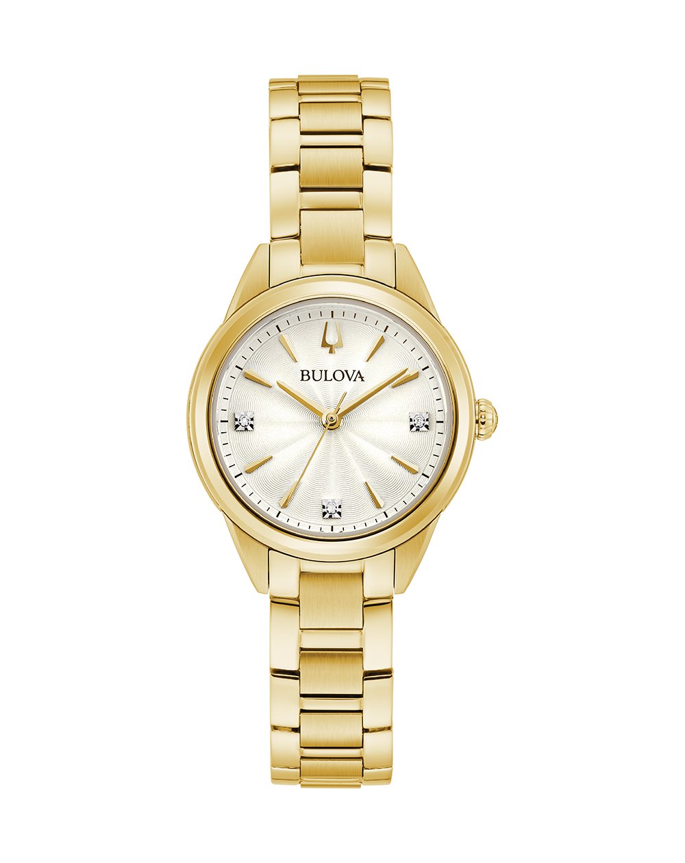 Bulova Women's Diamond Bracelet Strap Watch, Gold/White - 97P150 bulova 