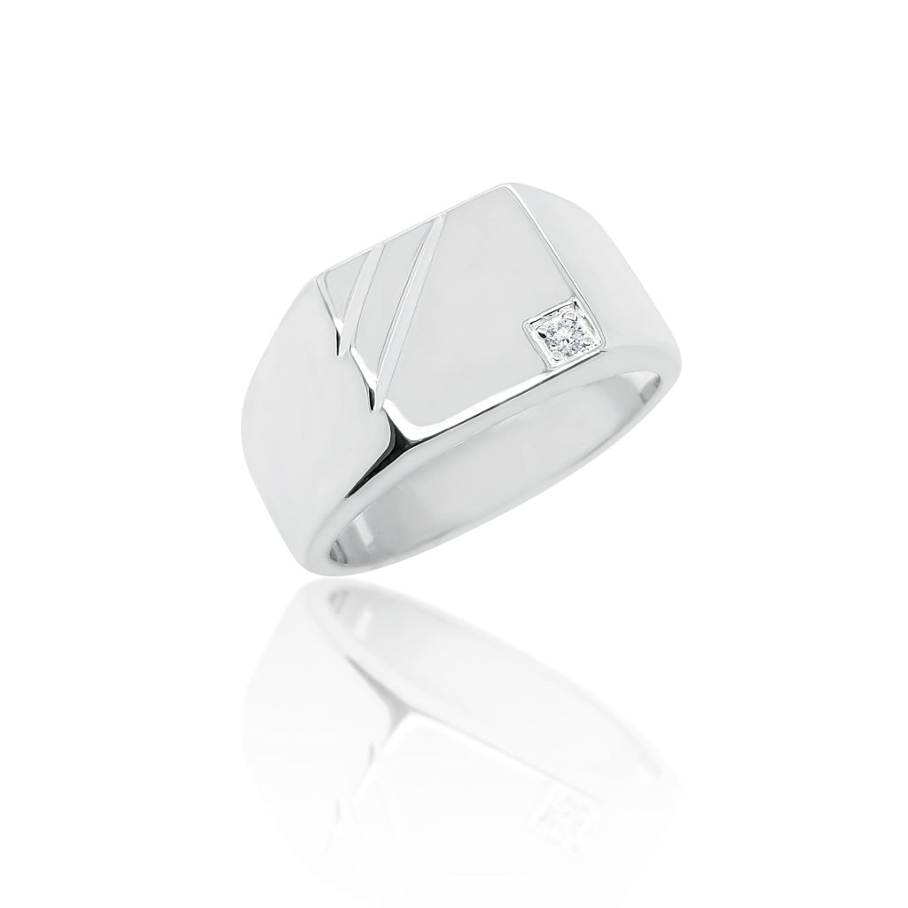 Sterling Silver Mens Cubic Zirconia Square Signet Ring Stonex Jewellers