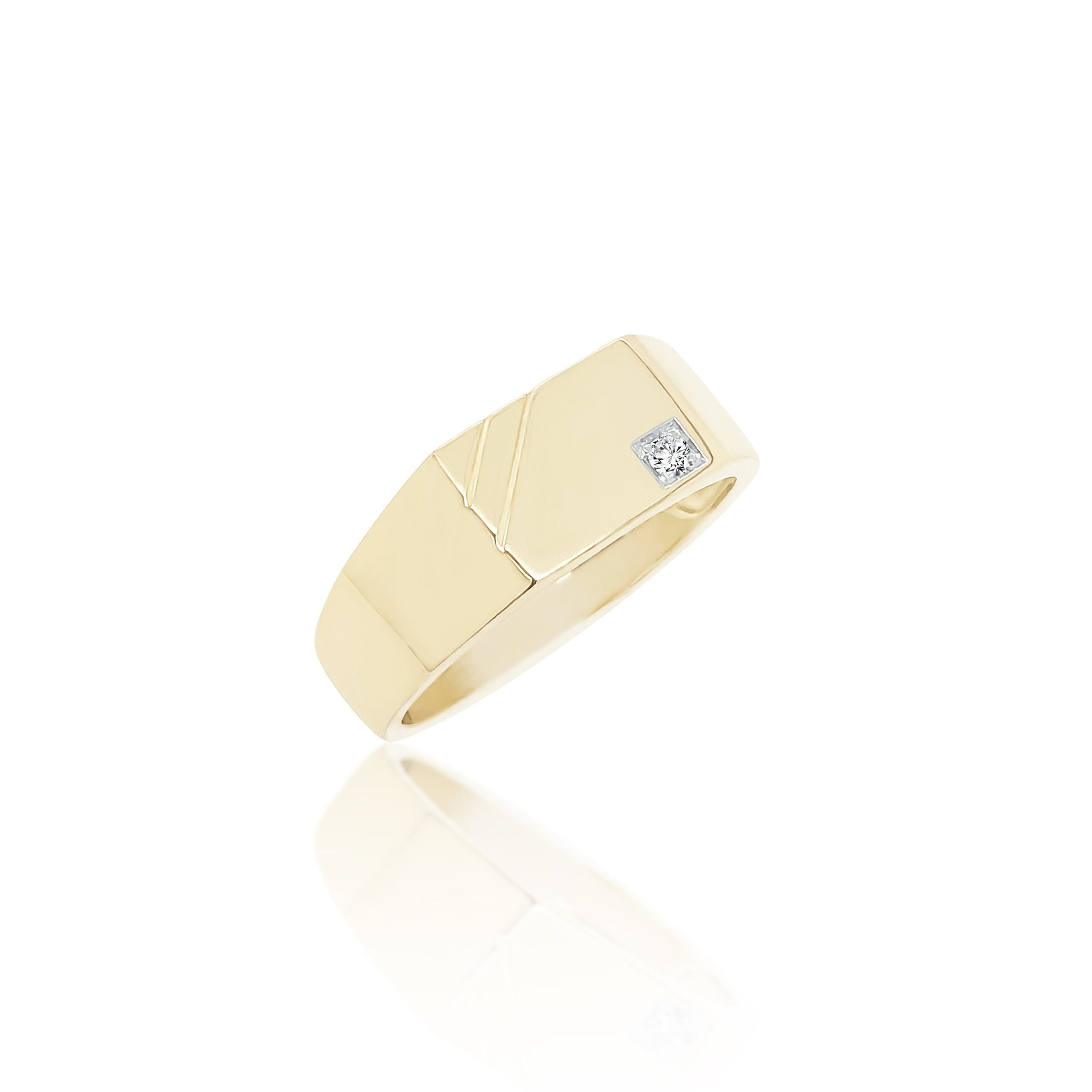 9ct Yellow Gold Diamond Set Gents Signet Ring - Stonex Jewellers
