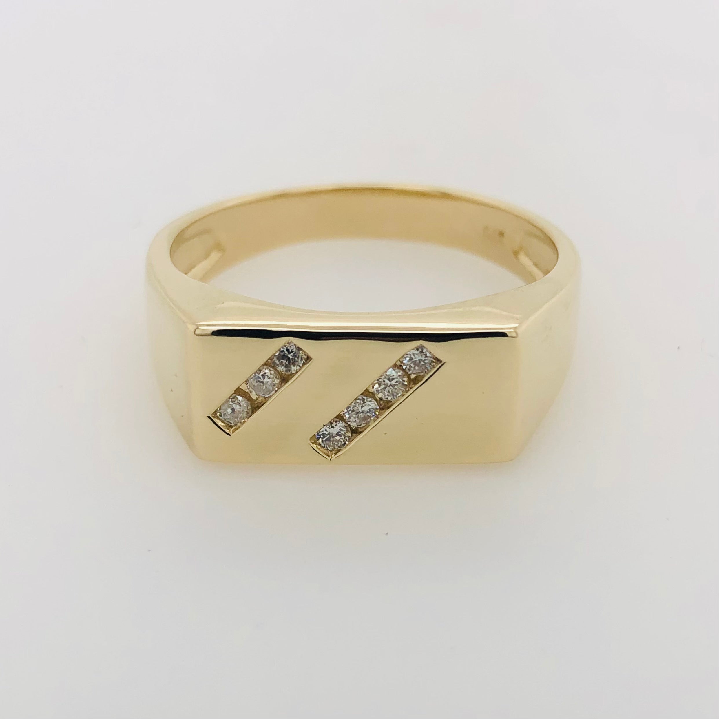 9ct yellow Gold Diamond Channel Set Signet Ring - Stonex Jewellers