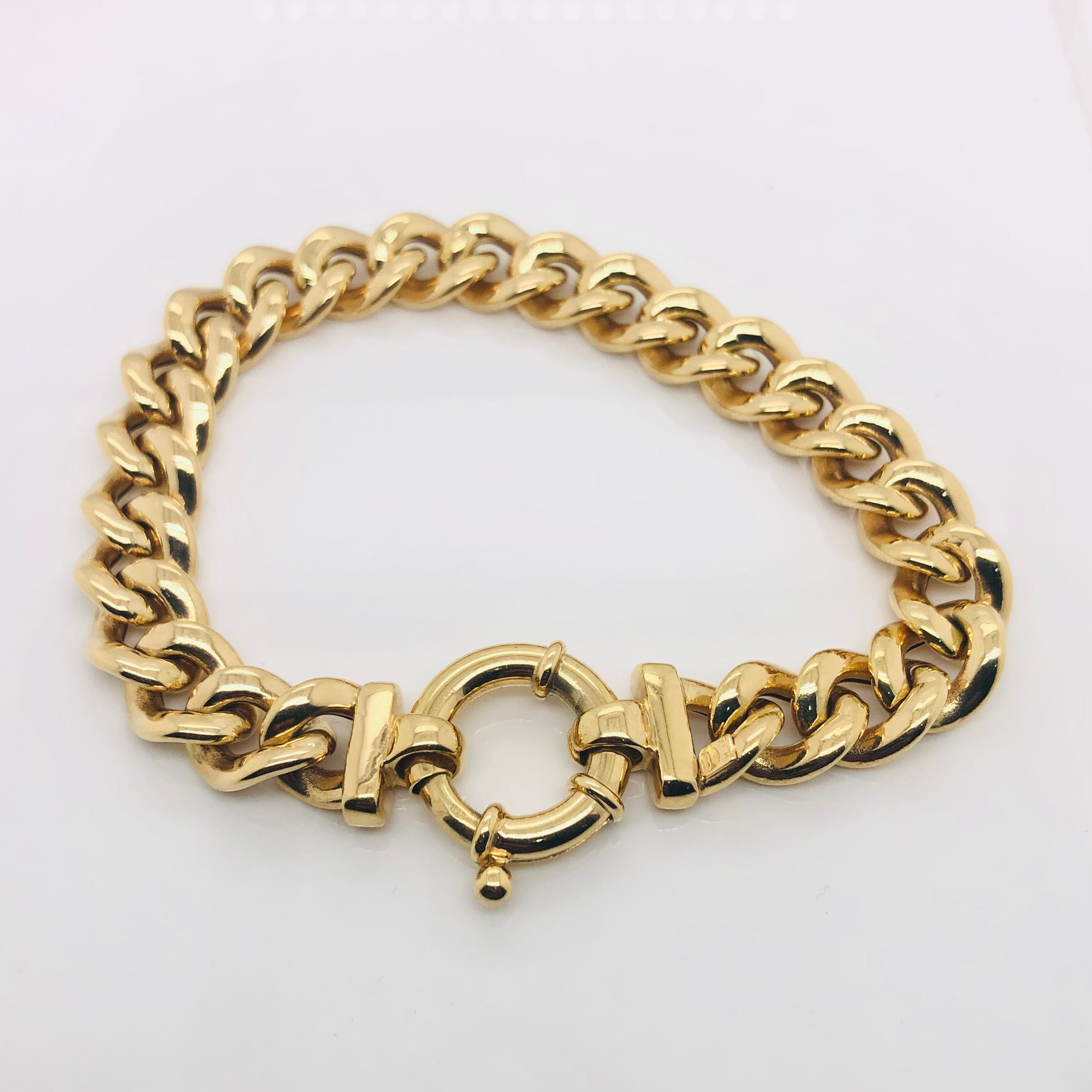 9ct Yellow Gold Hollow Curb 300 Gauge Bracelet 19cm Long - Stonex Jewellers