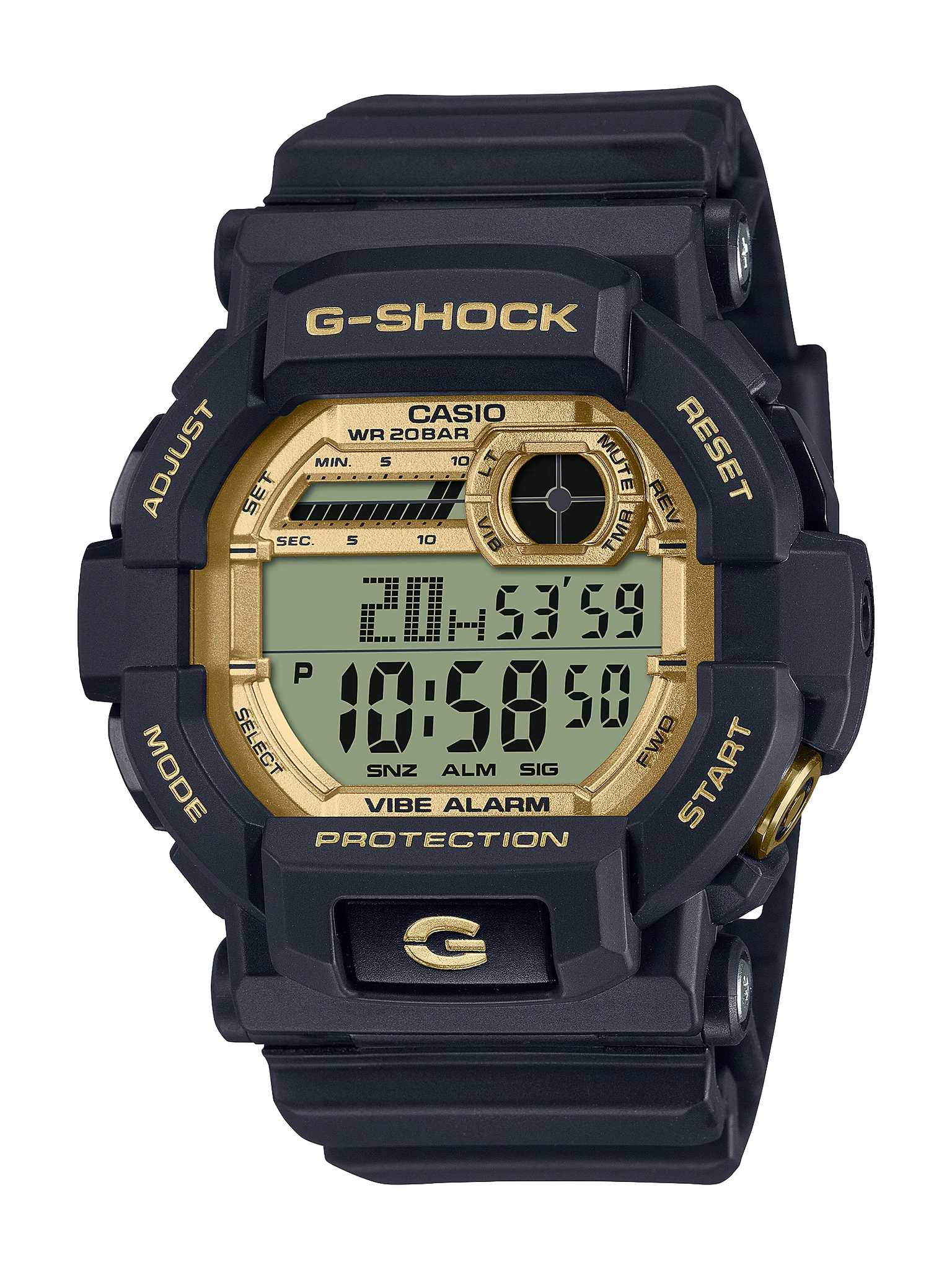 Casio G-Shock Digital Black & Gold 200m Resin Band Watch - GD350GB-1D G-SHOCK 