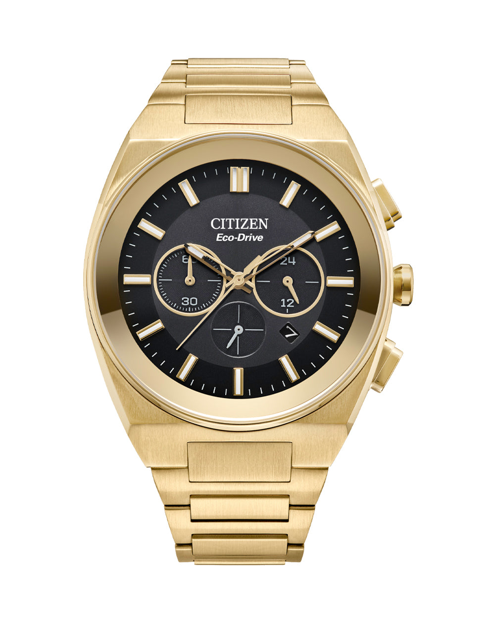 Citizen Eco-Drive Gold Tone Black Dial Gents Watch - CA4582-54E