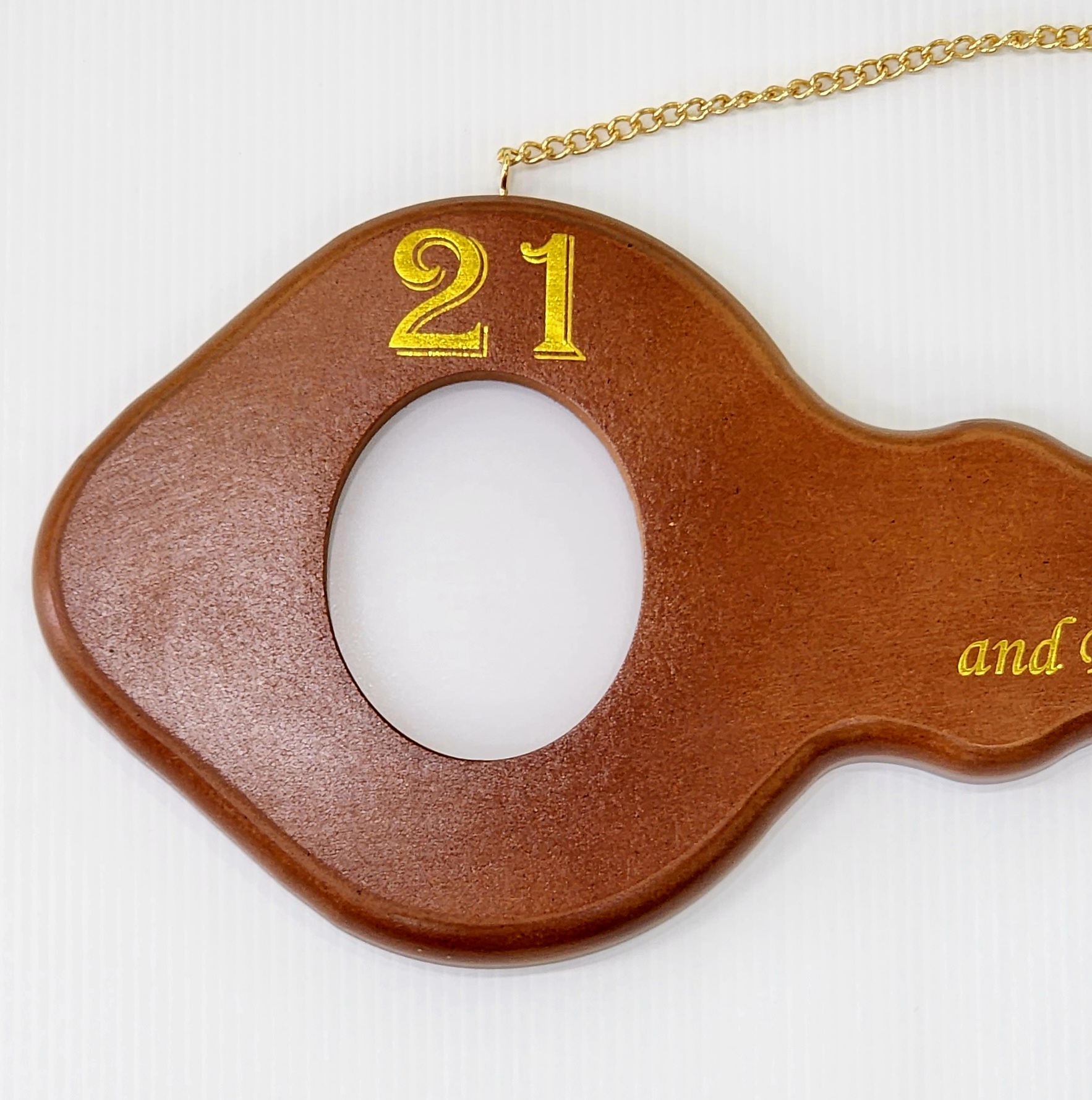 21st Wooden Key with Gold Foil Printing - Stonex Jewellers