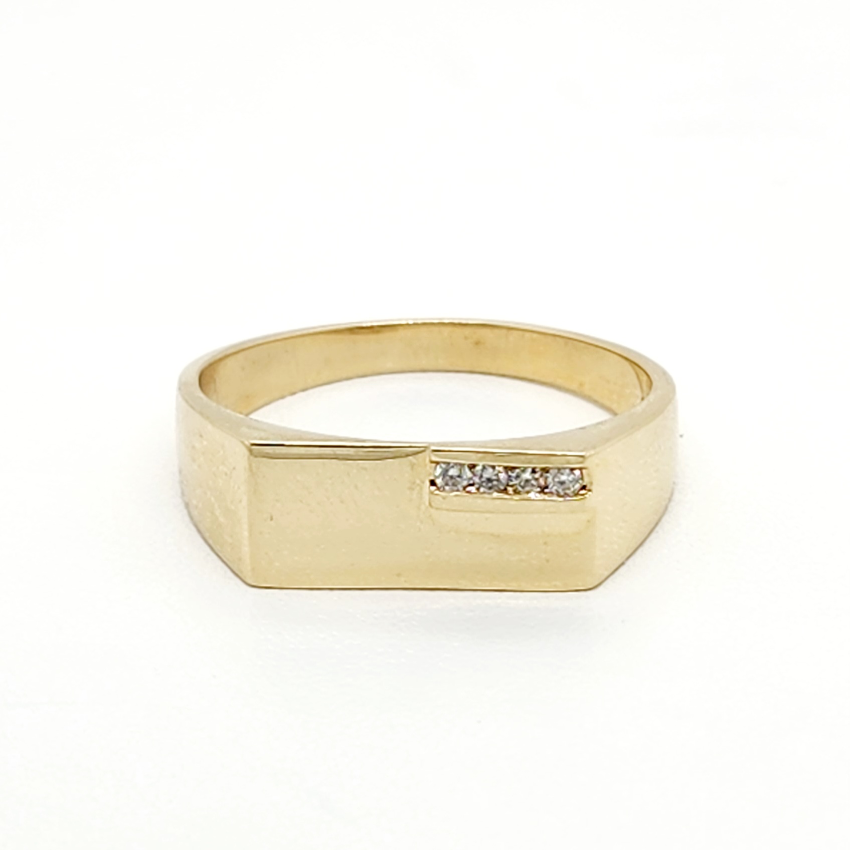 9ct Yellow Gold Gents Diamond Set Wedding / Dress Ring - Stonex Jewellers