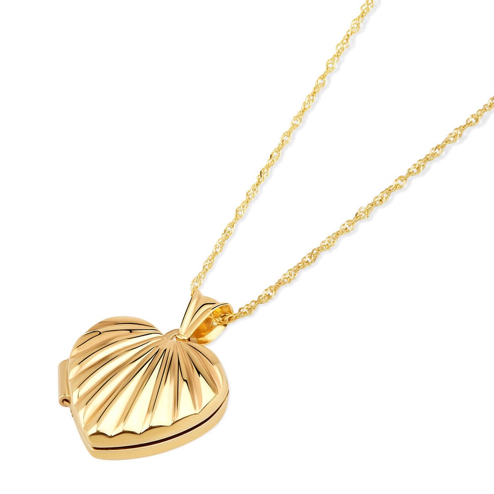 9ct Yellow Gold Ribbed Heart Locket Gold Pendants 