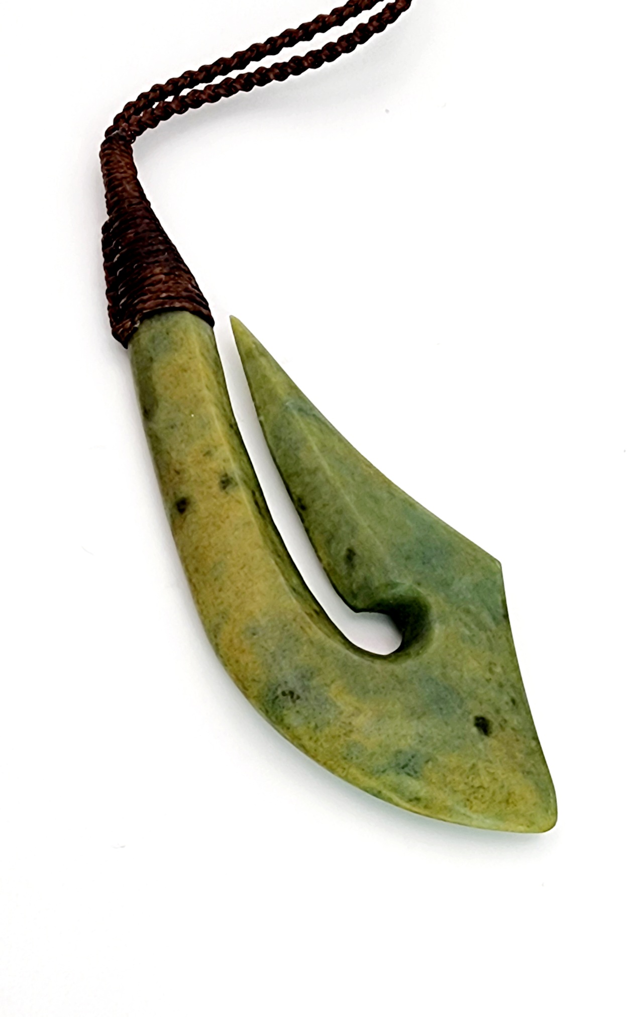 New Zealand Pounamu Flower Jade Bounded Hook (Hei Matau) Greenstone?Jewellery 