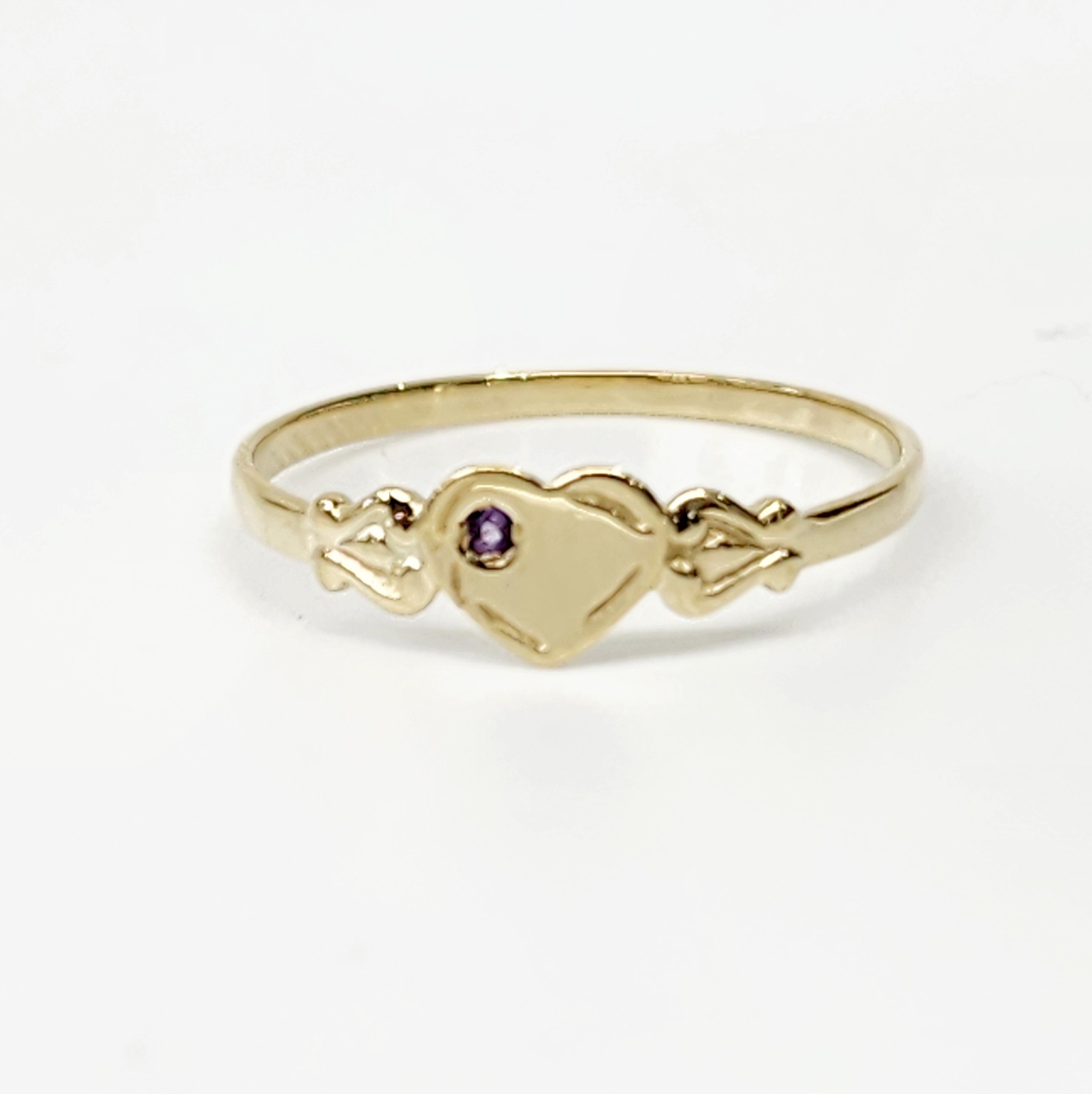 9ct Yellow Gold Single Heart Amethyst Signet Ring Gold Rings 