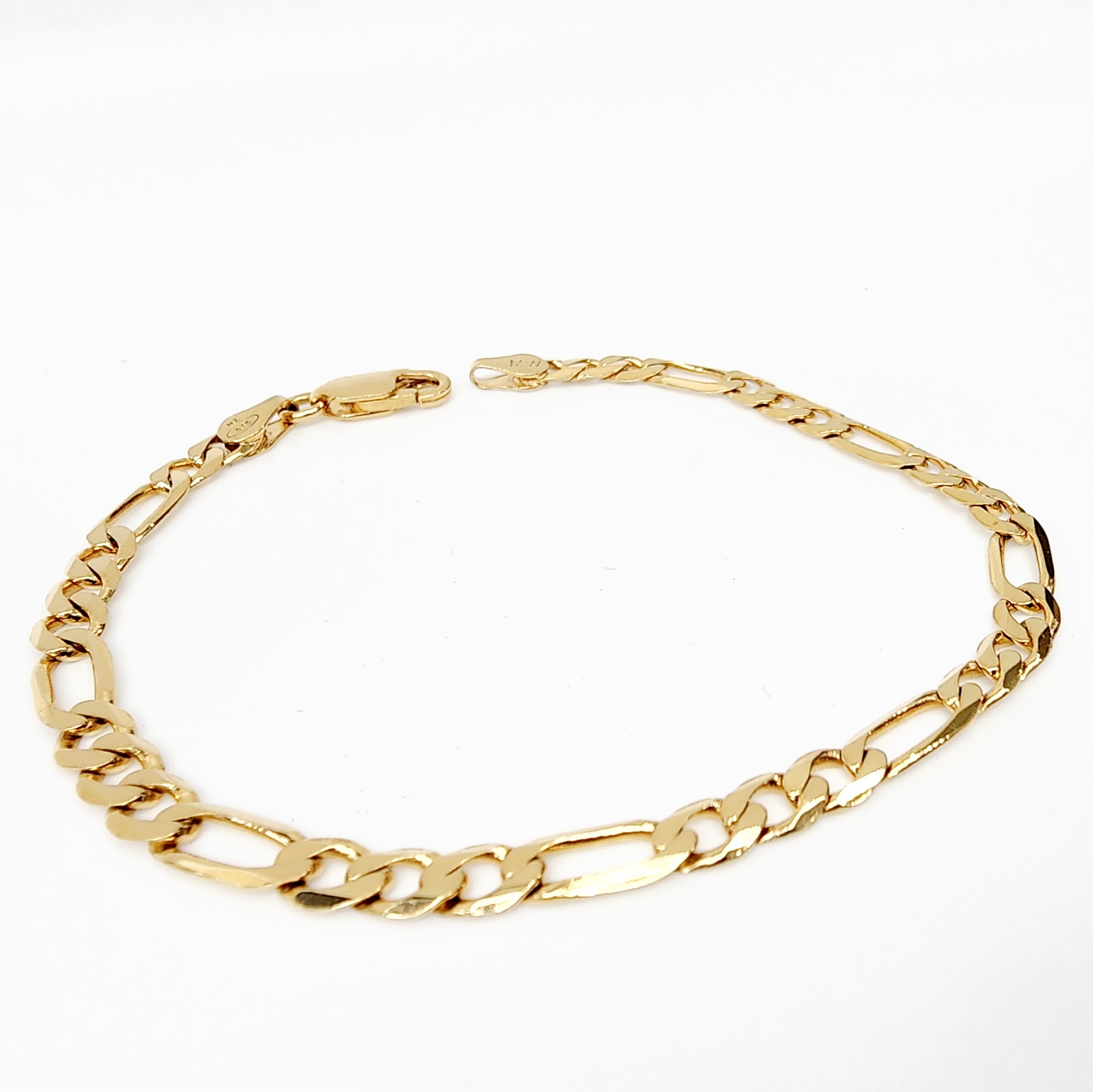 9ct Yellow Gold 19cm Long Solid Figaro Bracelet 120 Gauge