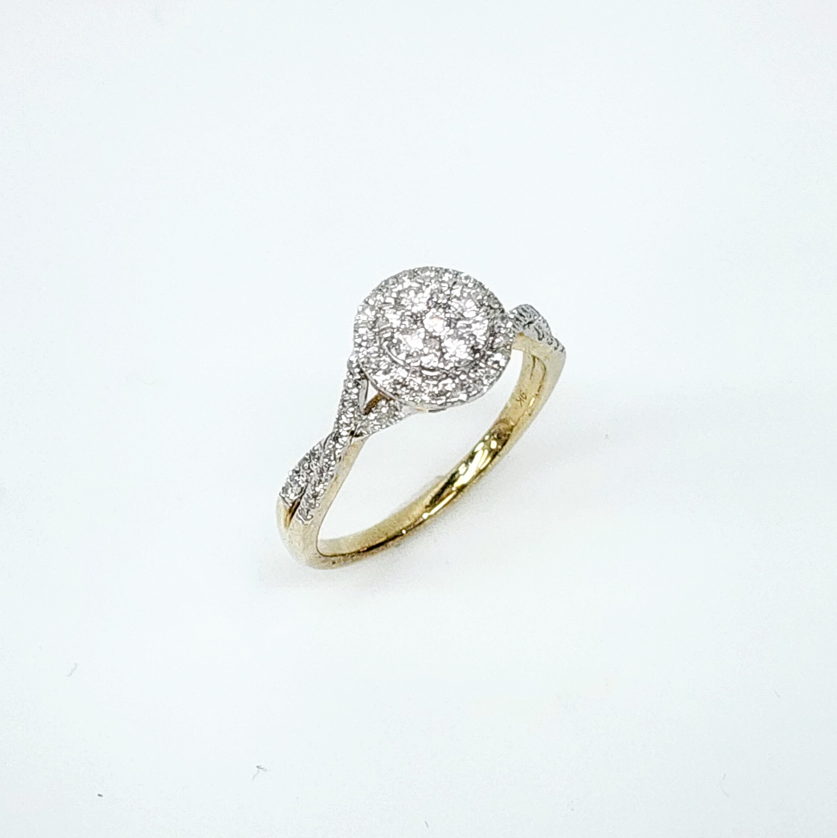 9ct Yellow Gold 0.50ct Diamond Set Halo Round Cluster Ring Gold Rings 