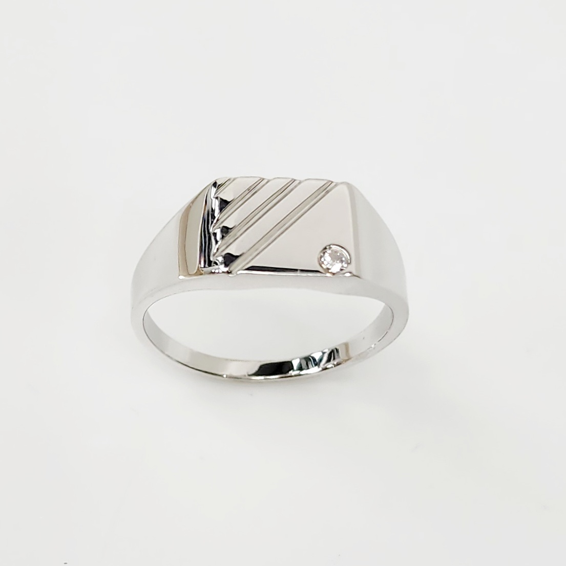 Sterling Silver Gents Cubic Zirconia Signet Ring