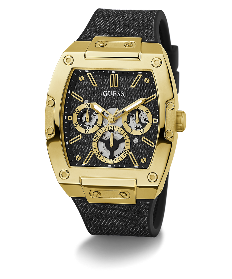 Guess Mens Phoenix Black Gold Tone Multi-Function Watch - GW0786G1