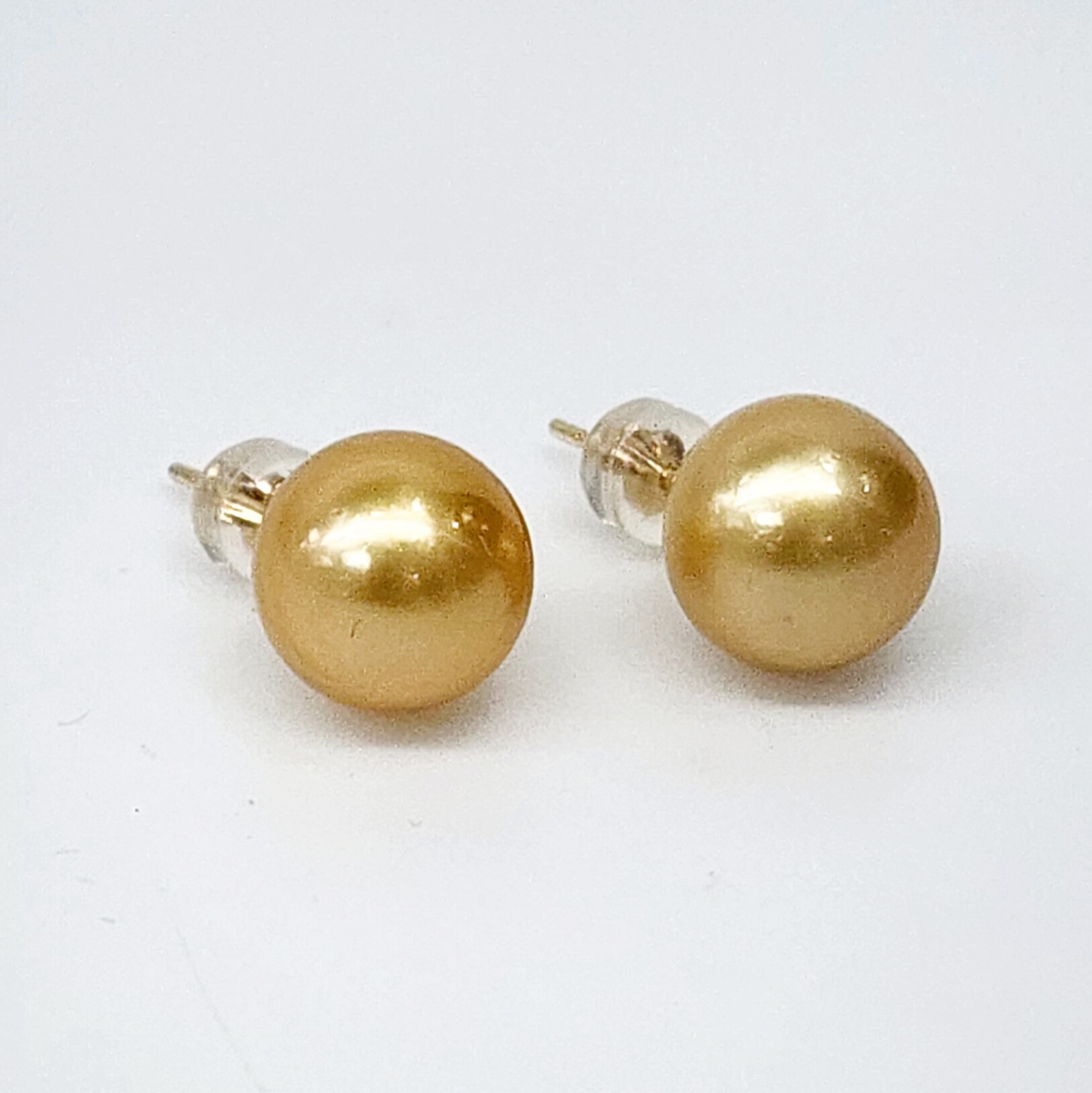 9ct Yellow Gold 11mm Southsea Golden Pearl Stud Earrings Gold Pearl Jewellery, Pearl Jewellery 