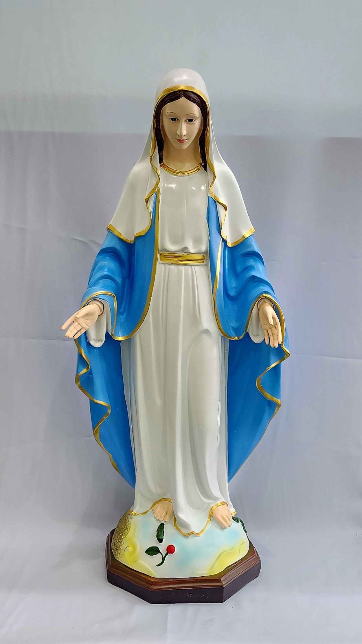 80cm Our Lady of Grace Virgin Mary Statue Gold Pearl Jewellery, Pearl Jewellery 