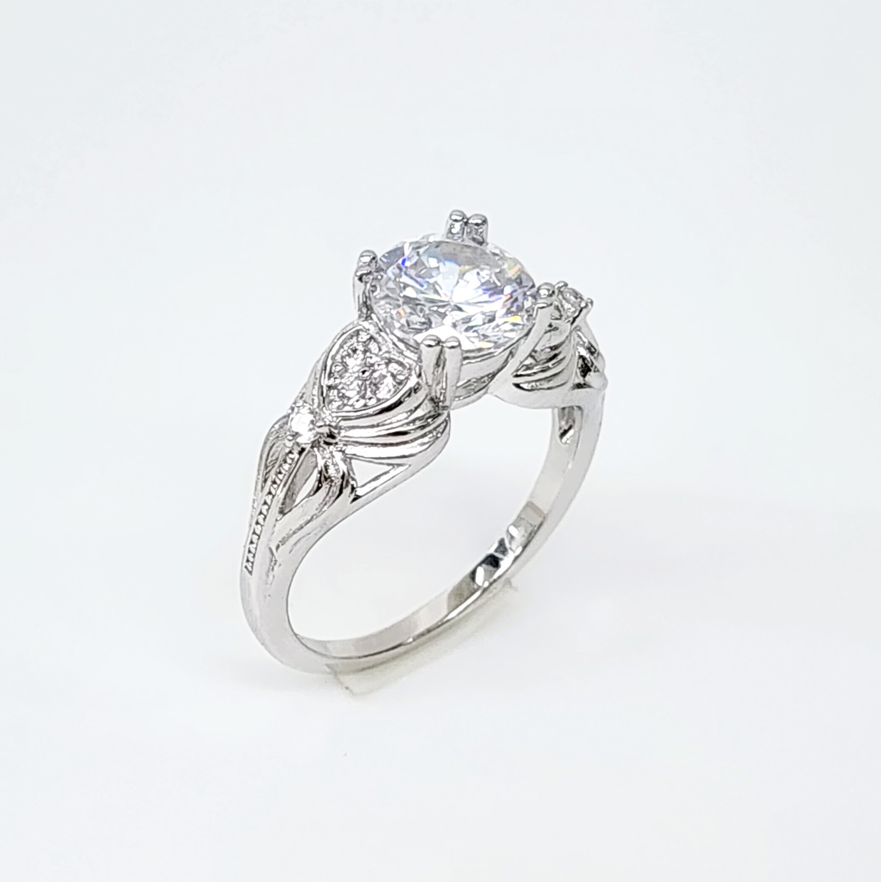 Sterling Silver Engagement/Dress Ring With Cubic Zirconia Setting