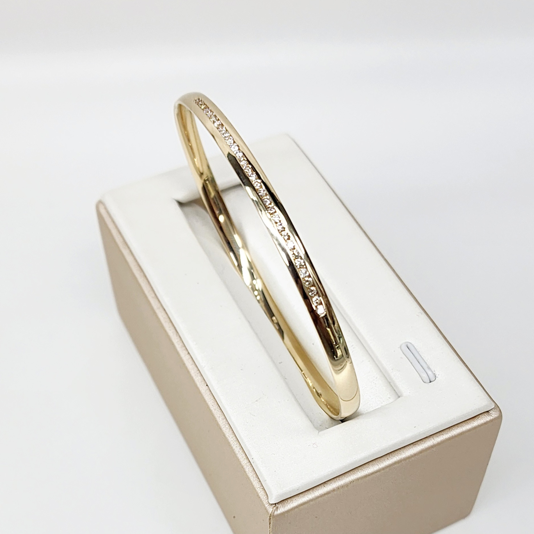 9ct Yellow SOLID Gold Comfort Curve Bangle with 0.70ct Diamond Setting Gold Bracelets 