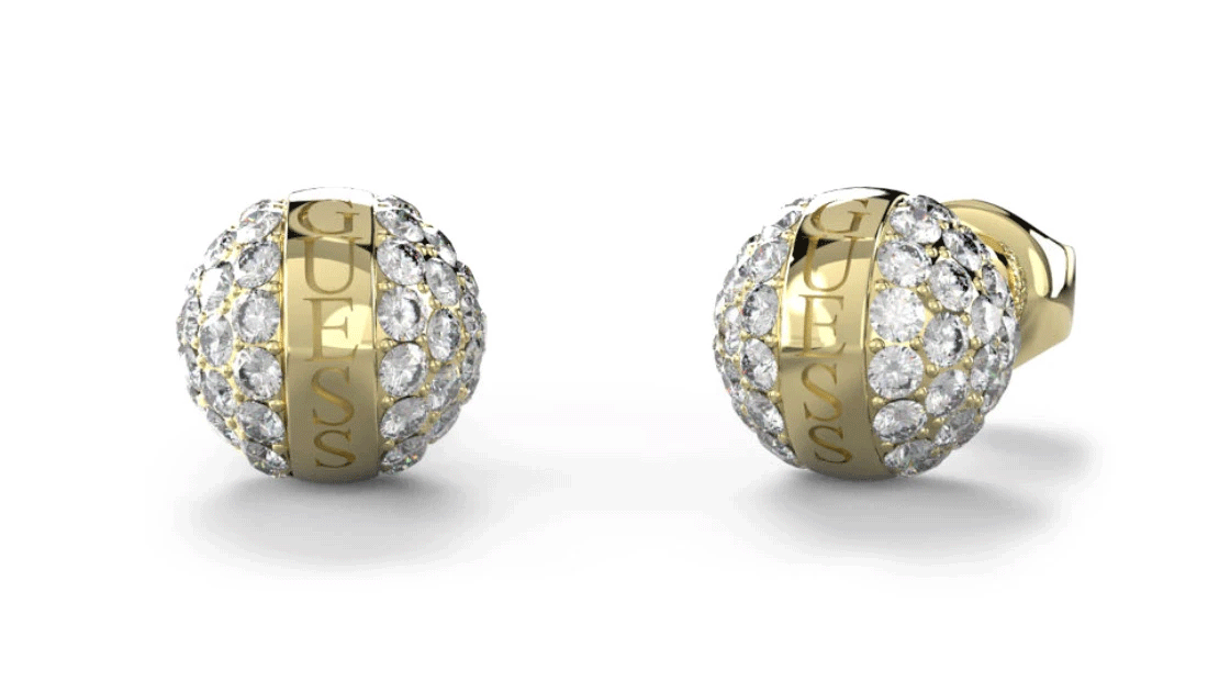 Guess 7mm CALYPSO Crystals Bead Gold Tone Studs - JUBE04459JWYGT/U GUESS JEWELLERY 