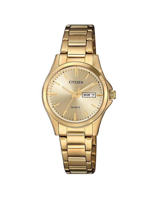 Citizen Ladies Quartz Day & Date Gold Dial & Case Watch - EQ0593-85P NIXON, WATCH 