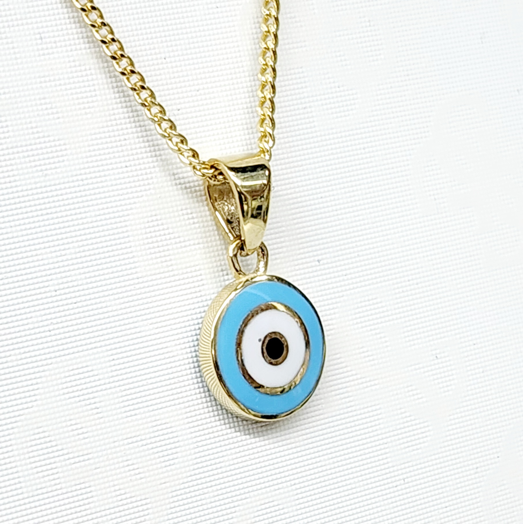 9ct Yellow Gold 8mm Round Good Luck Protection Evil Eye Charm Pendant Gold Bracelets 