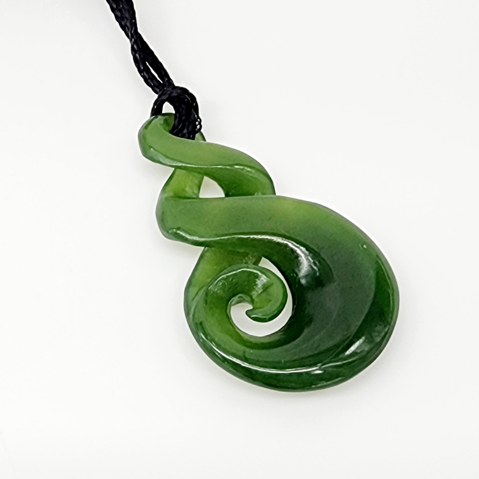 Pounamu Double Pikorua (Twist) with Koru Necklace Greenstone?Jewellery 