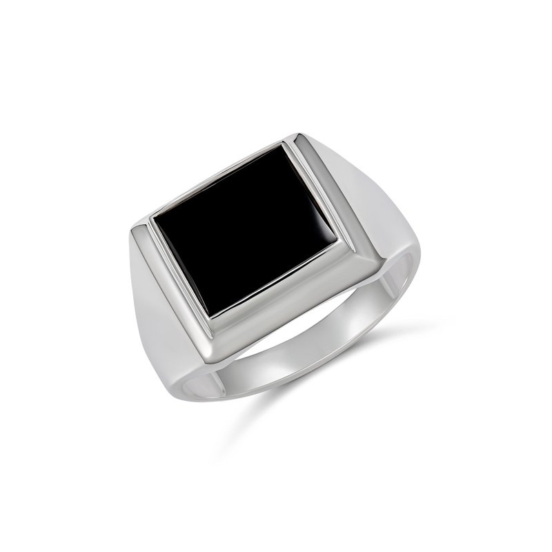 Sterling Silver 12 x 10mm Rectangle Black Onyx Gents Ring Gold Bracelets 