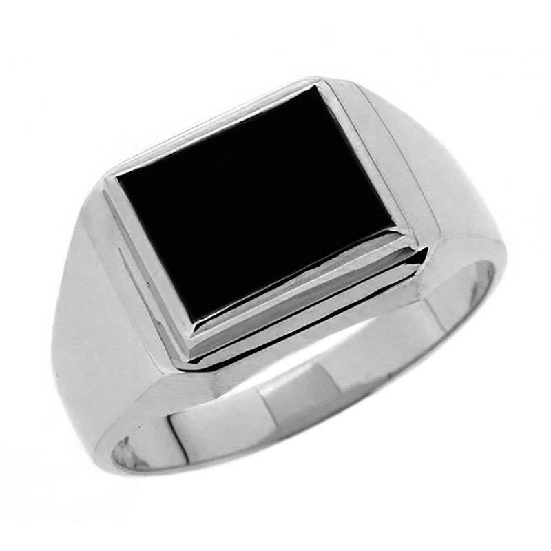 Sterling Silver 10 x 8mm Rectangle Black Onyx Gents Ring Gold Bracelets 