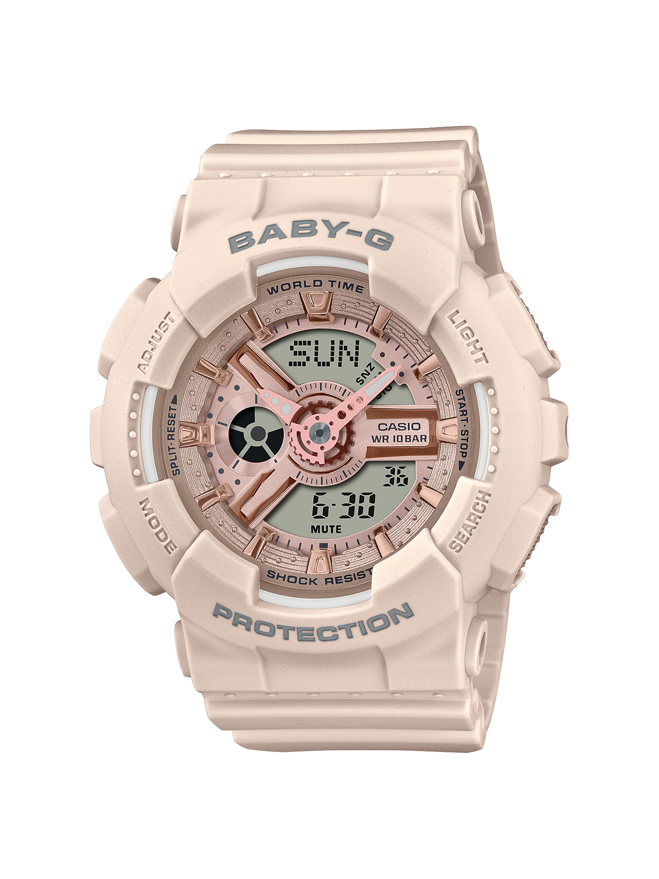 BABY-G Duel time Pink / Beige 100M WR RESIGN BAND - BA110XCP-4A Greenstone?Jewellery 