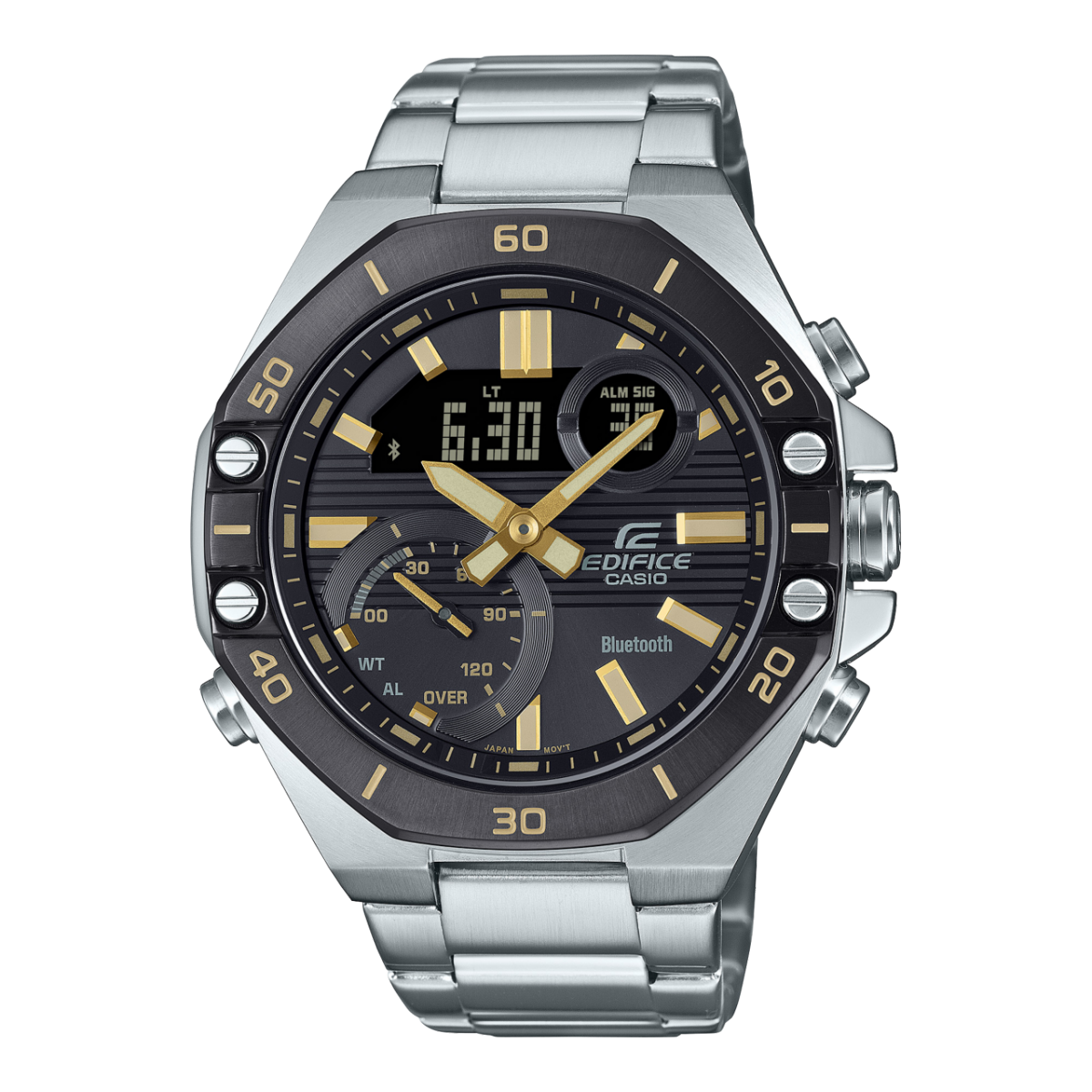 Edifice Duo Bluetooth 100M WR Black / Gold Face Dial Stainless Steel Case & Band - ECB10DB-1A9 CASIO 