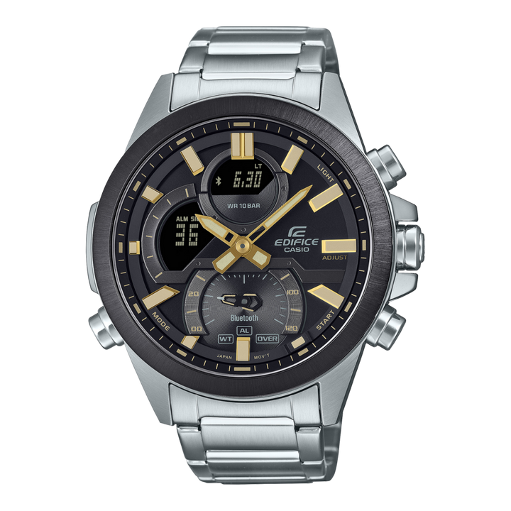 Edifice Duo Bluetooth 100M WR Black / Gold Face Dial Stainless Steel Case & Band - ECB30DB-1A9 CASIO 