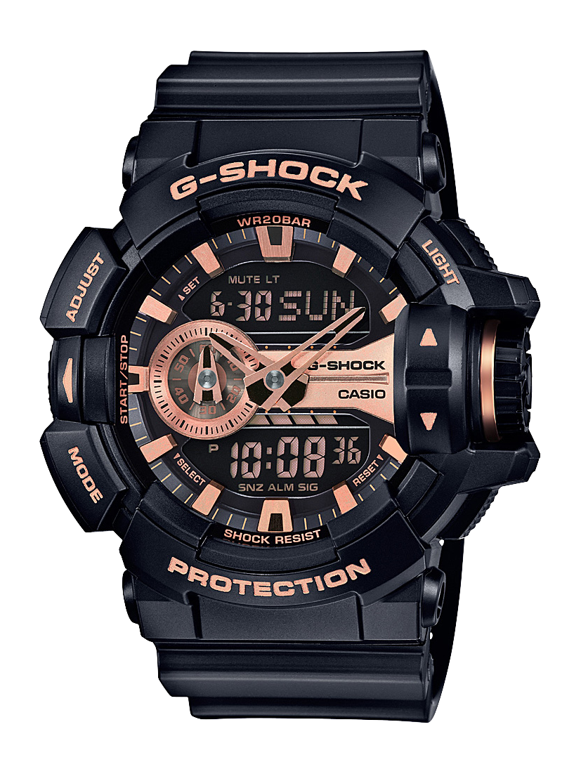 Casio G-Shock Analogue/Digital 200m WR Rotary Switch Black / Rose Gold Watch - GA400GB-1A4 G-SHOCK 