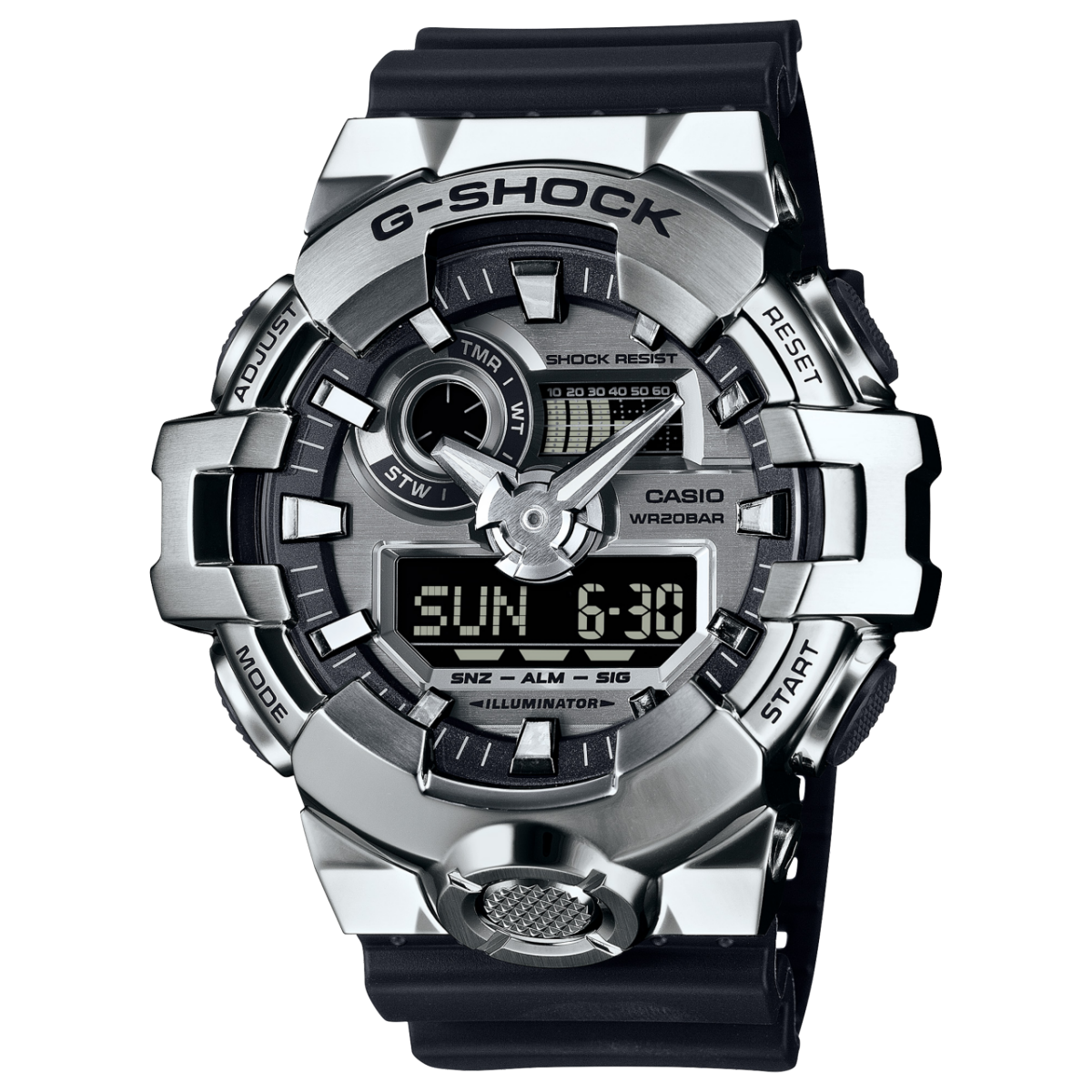 Casio G-Shock Duel Metal Covered 200M WR Duel Time Watch - GM700-1A Greenstone?Jewellery 