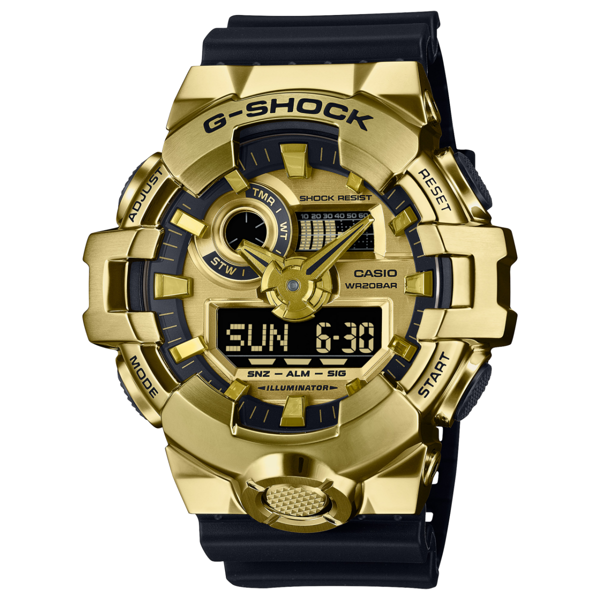 Casio G-Shock Duel Metal Covered 200M WR Duel Time Watch - GM700G-9A Greenstone?Jewellery 