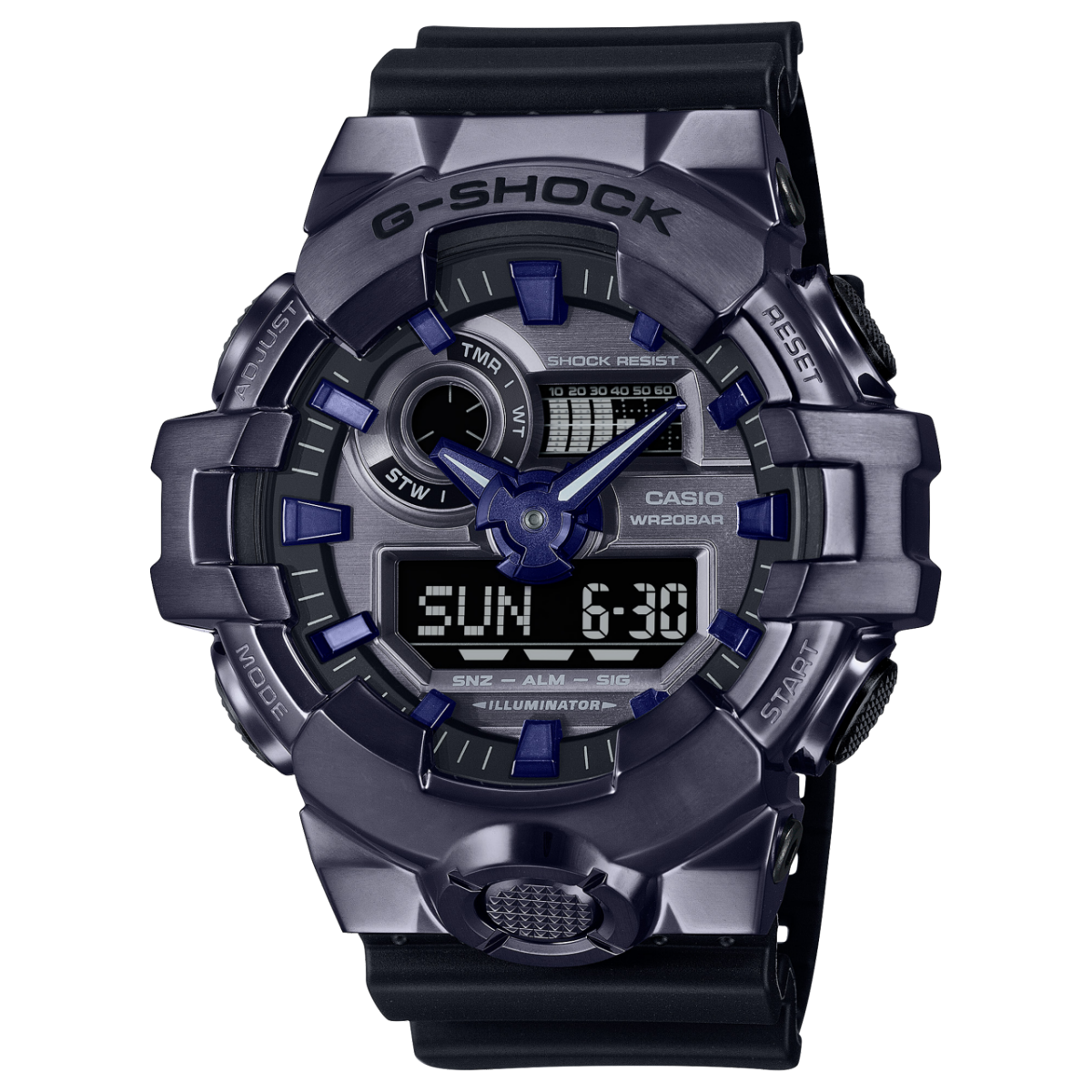 Casio G-Shock Duel Metal Covered 200M WR Duel Time Watch - GM700P-6A Greenstone?Jewellery 