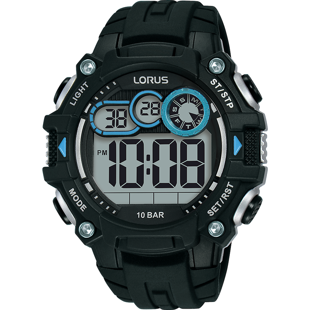 Lorus Black & Blue Digital Multi-Timer Sports Watch R2315PX-9  