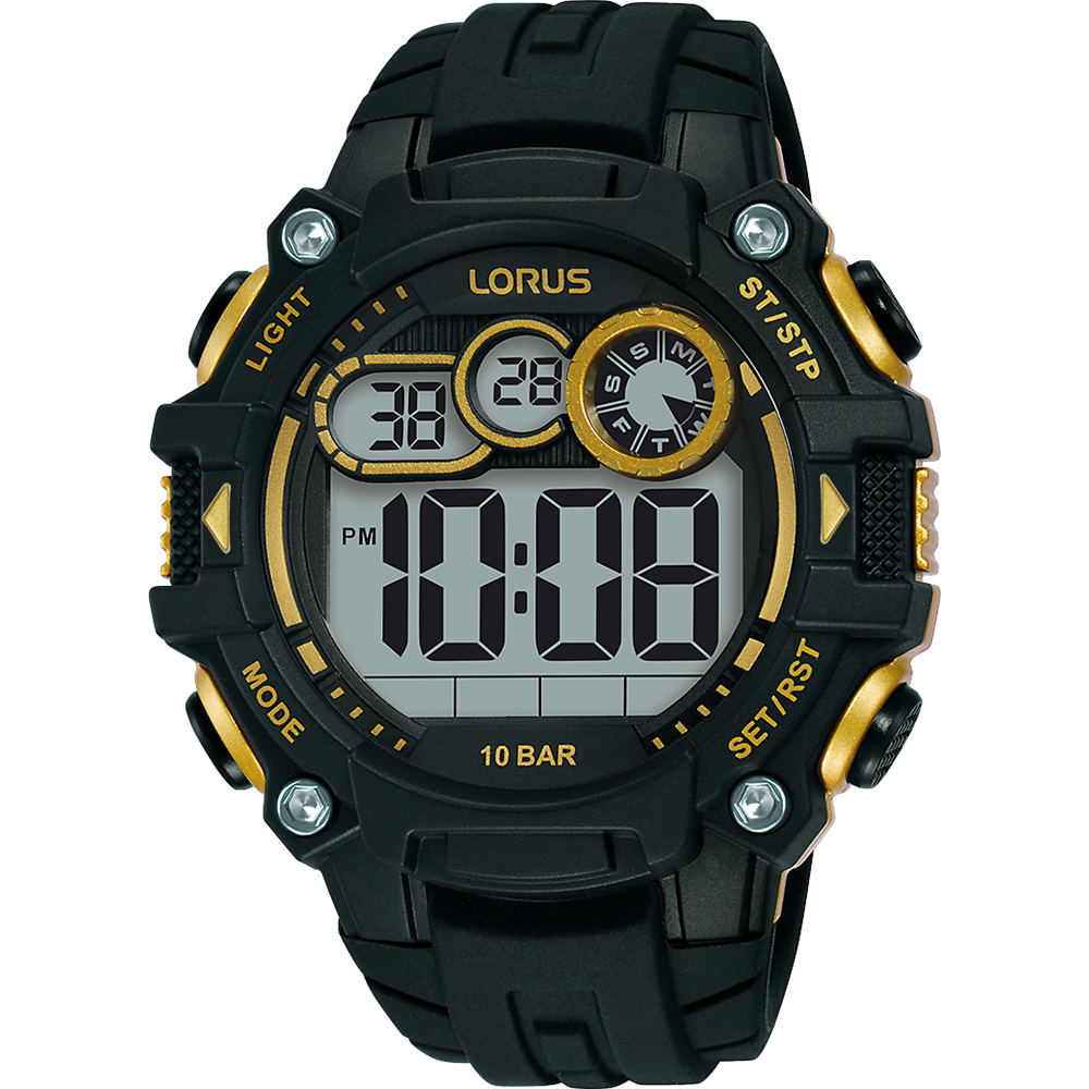 Lorus Black & Gold Digital Multi-Timer Sports Watch R2317PX-9  