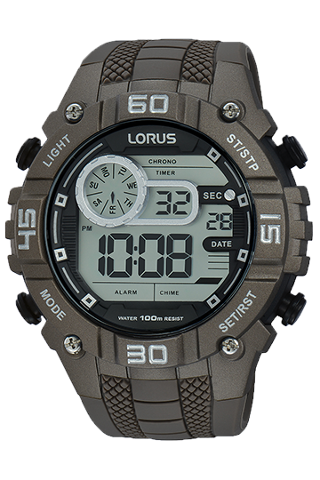 Lorus Grey Silicone Strap/Case Digital Multi-Timer Sports Watch R2359LX-9  