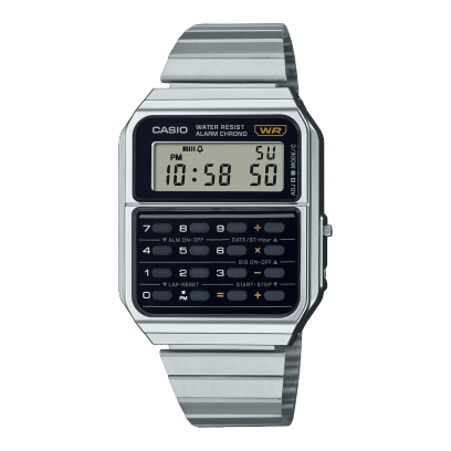 Casio Dig Calculator Duel Time Silver Case & Band Watch - CA500WE-1A CASIO 