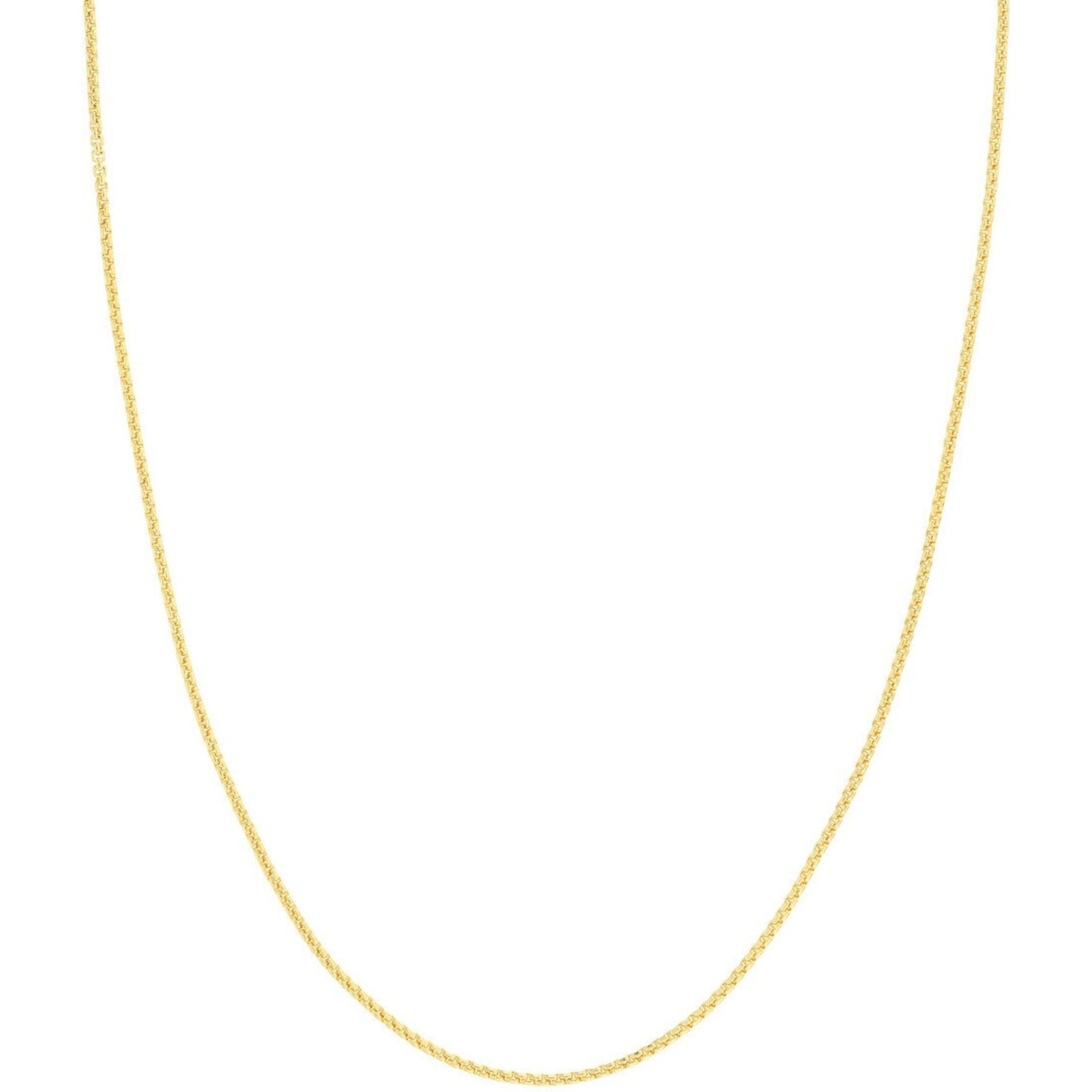 9ct Yellow Gold Diamond Cut 1.50mm Solid Round Box Chain with Lobster Catch - 51cm Gold Chain 