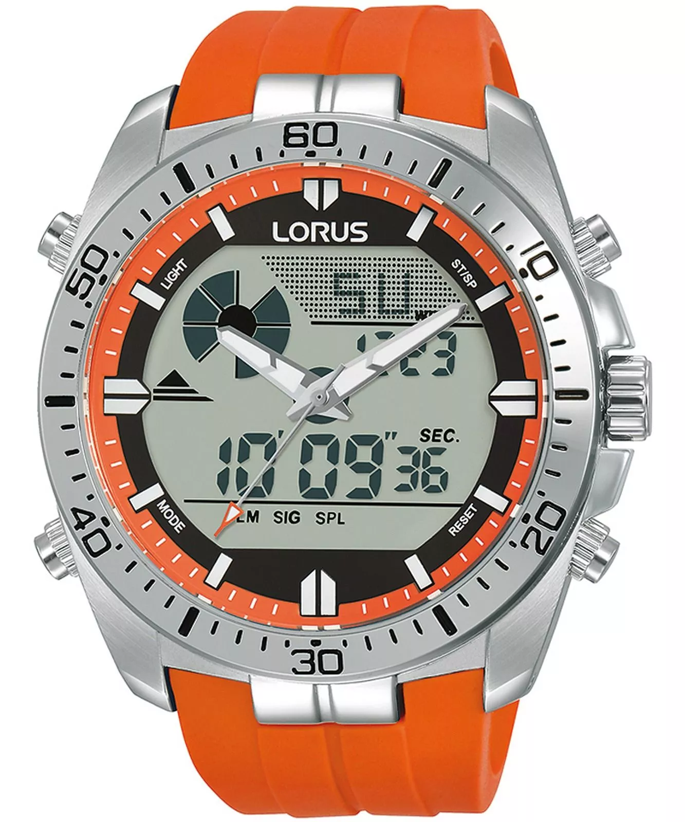 Lorus Gents Sports Quartz 100M WR 48mm Duel Time Watch - R2B11AX-9  