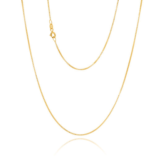 9ct Yellow Gold Veneziana 4 Sided Box Chain 0.95mm Wide - 45cm Gold Chain 