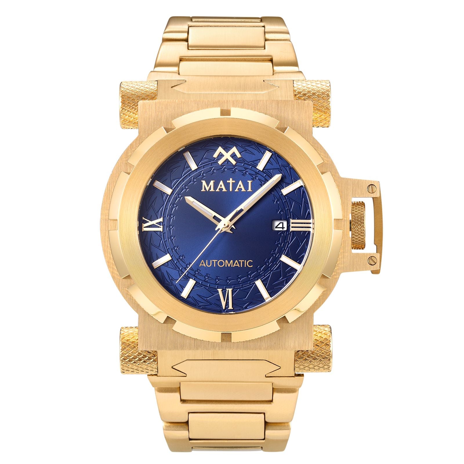 MATAI Genesis G4 SX One Automatic Gold Case & Strap, Blue Dial WATCH 