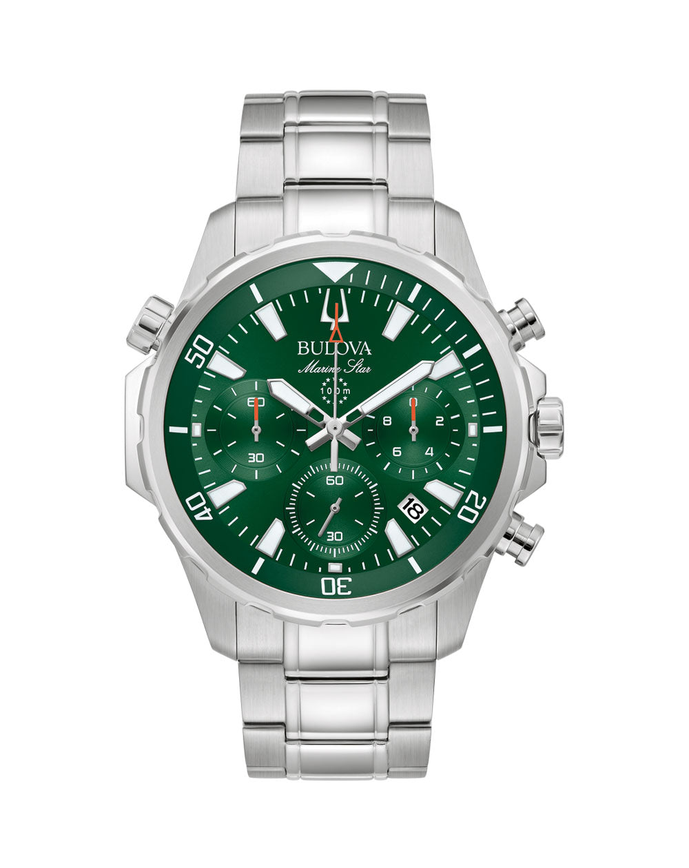 Bulova Gents Chronograph Green Dial 100M WR Stainless Steel Case & Band - 96B396 bulova 