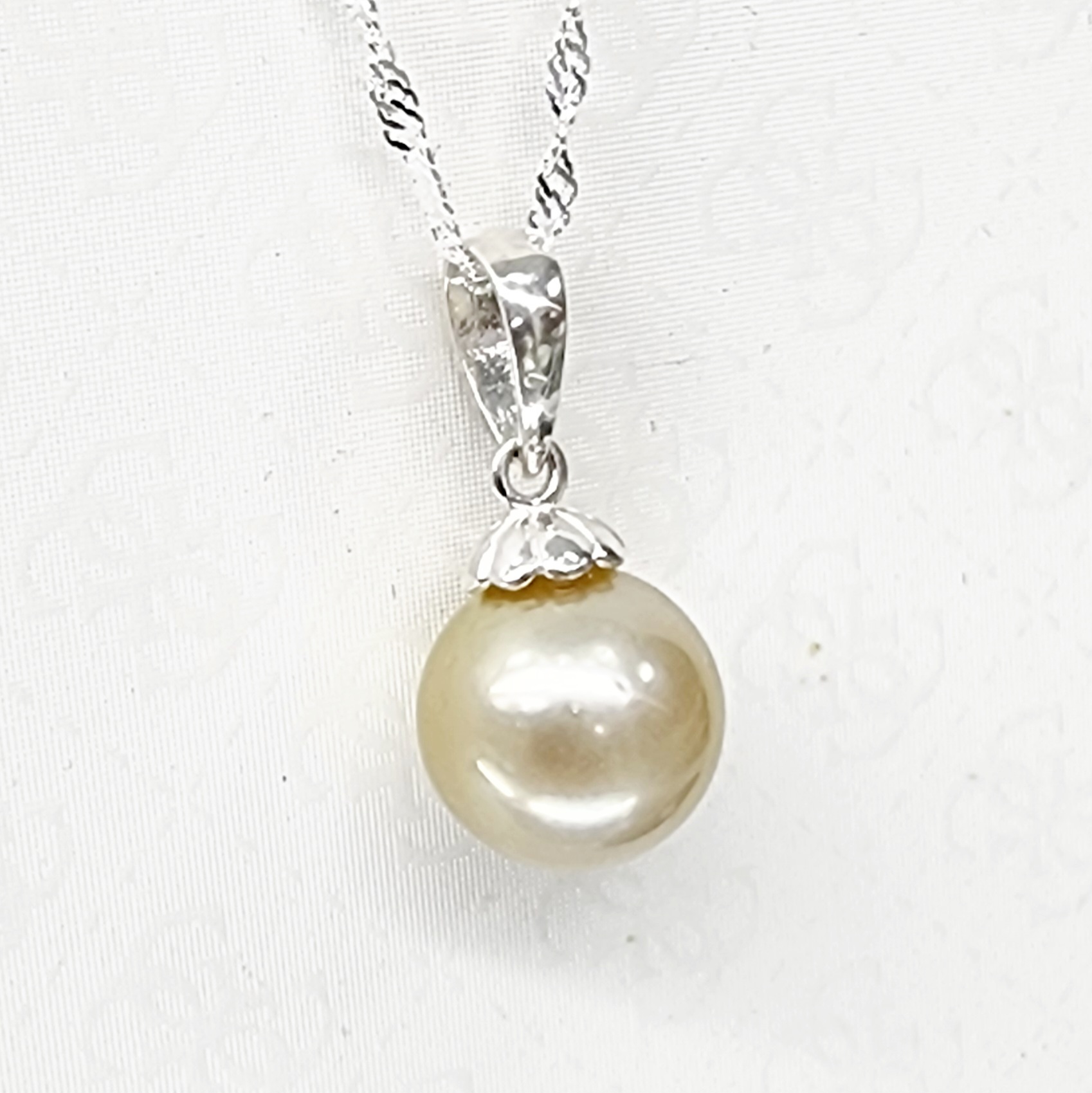 Sterling Silver 11.5-12mm Round Cook Island Pearl Pendant with Sterling Silver Cap Pearl Jewellery, Sterling Silver Pearl Jewellery 