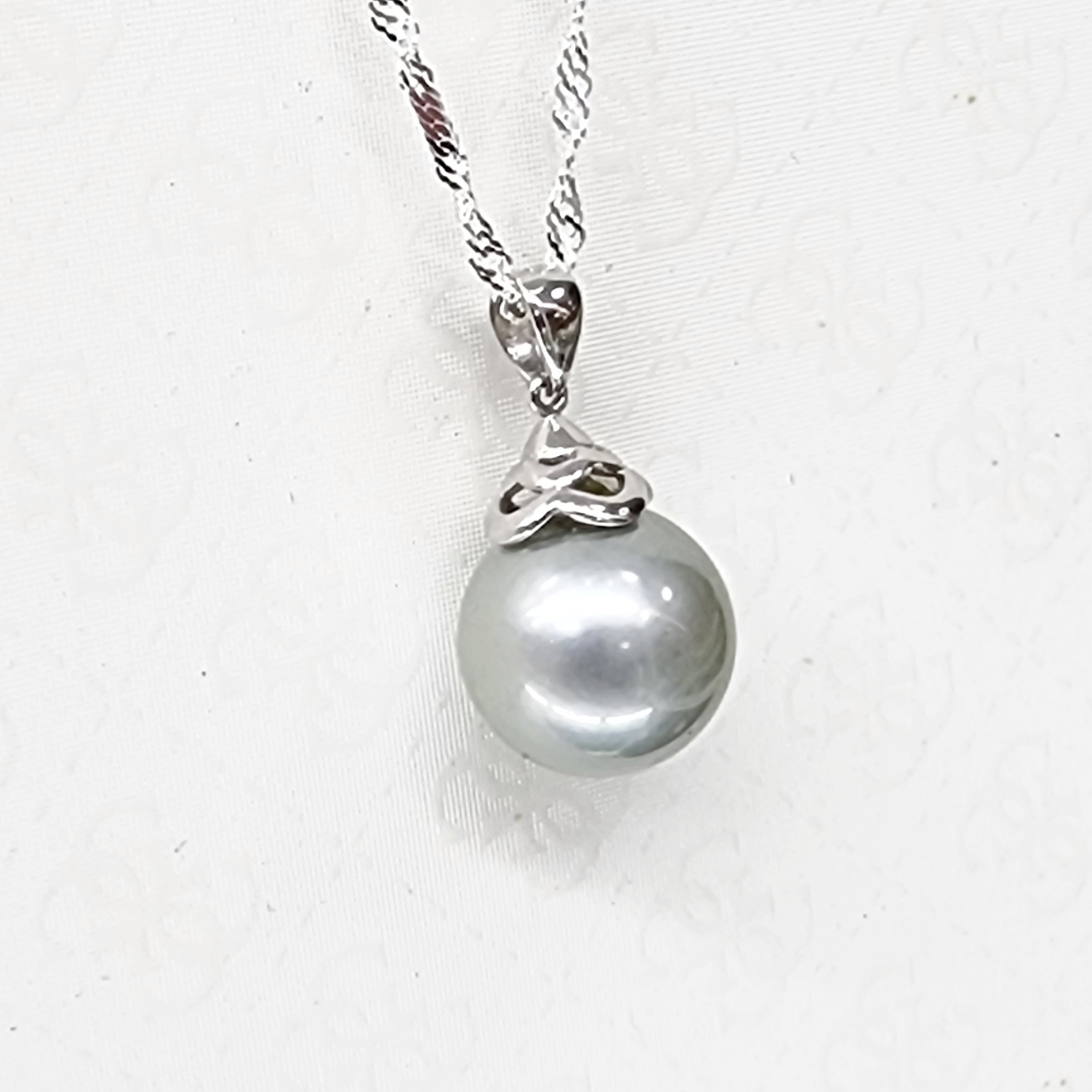 Sterling Silver 11.5-12mm Round Cook Island Pearl Pendant with Sterling Silver Cap Pearl Jewellery, Sterling Silver Pearl Jewellery 