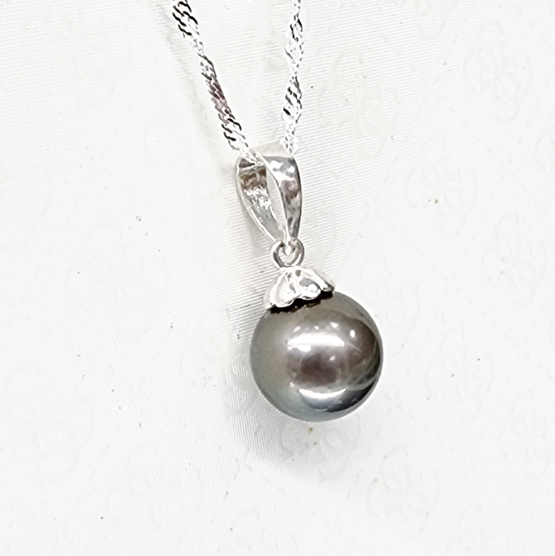 Sterling Silver 11.5-12mm Round Cook Island Pearl Pendant with Sterling Silver Cap Pearl Jewellery, Sterling Silver Pearl Jewellery 