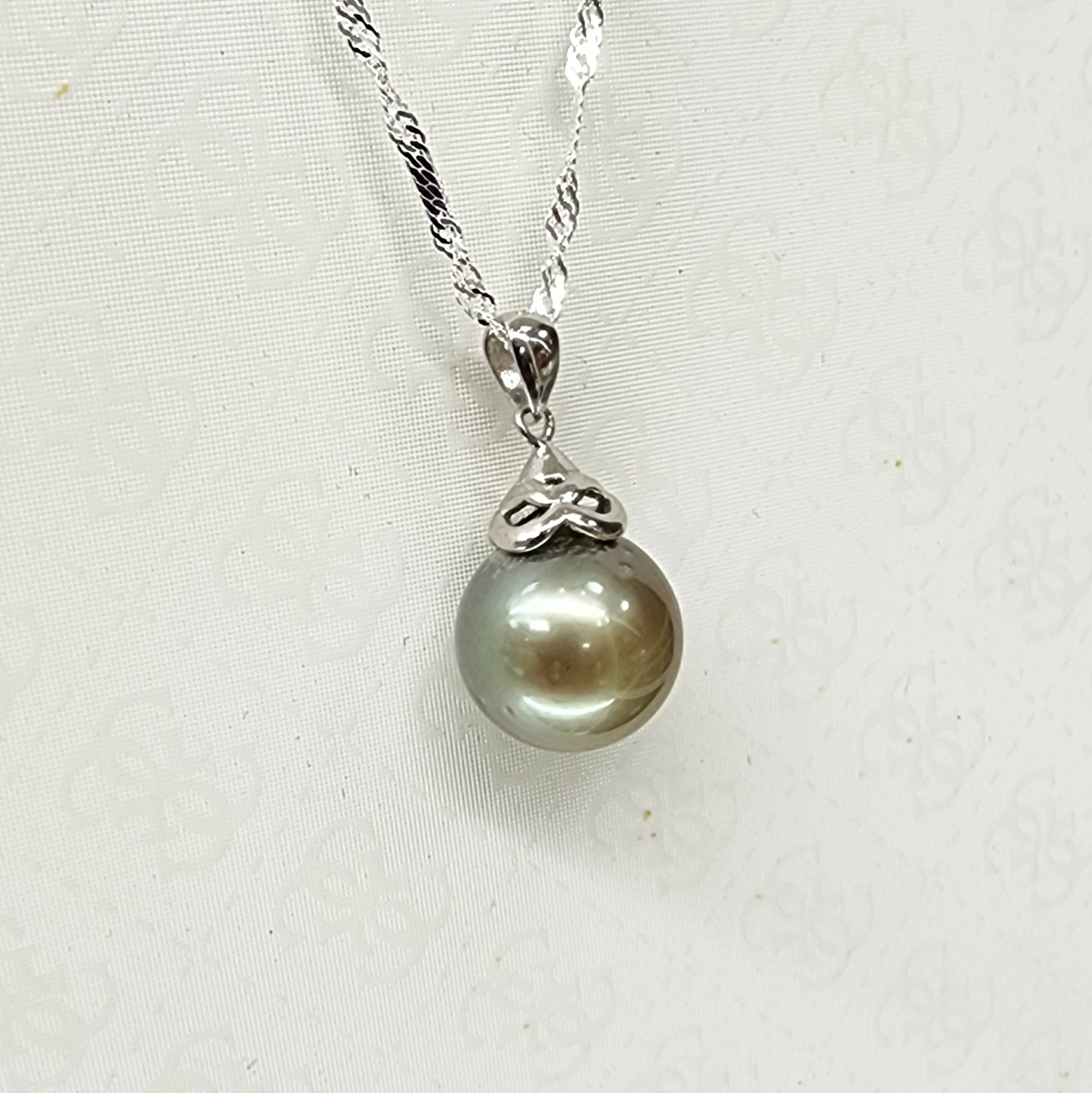 Sterling Silver 11.5-12mm Round Cook Island Pearl Pendant with Sterling Silver Cap Pearl Jewellery, Sterling Silver Pearl Jewellery 