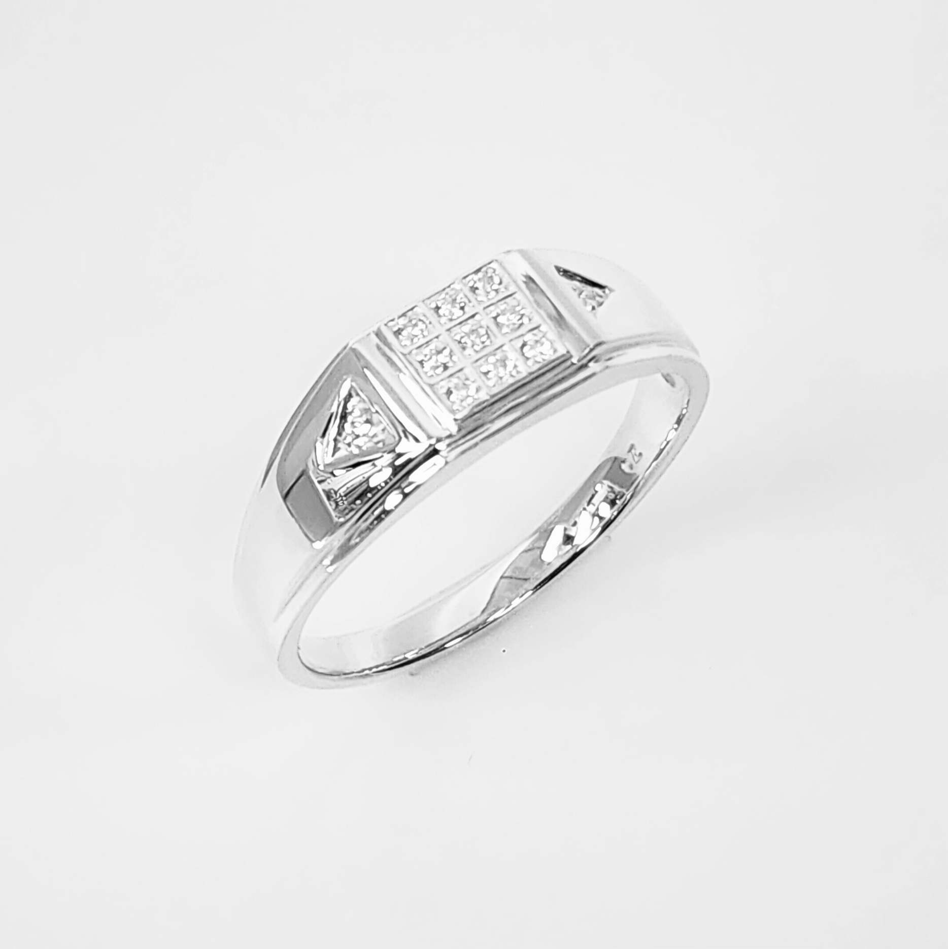 Sterling Silver Gents Wedding / Dress Ring with Cubic Zirconia Setting Gold Rings, Men's Gold Rings 