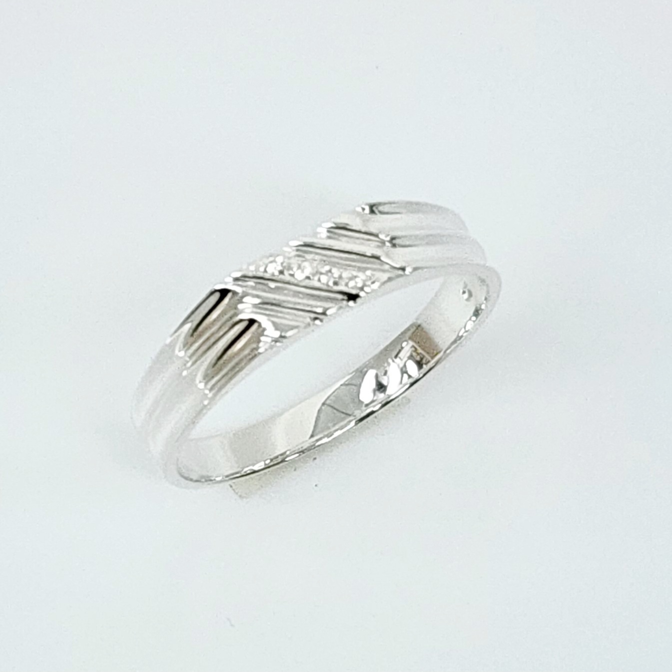 Sterling Silver Gents Wedding / Dress Ring with Cubic Zirconia Setting Gold Rings, Men's Gold Rings 